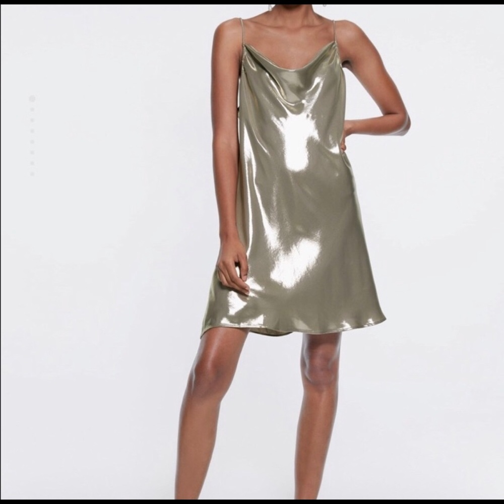 Zara Metallic Slip Dress